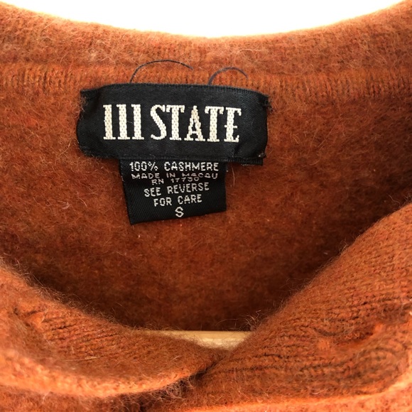 Burnt Orange Cashmere Polo Sweater - Picture 3 of 6